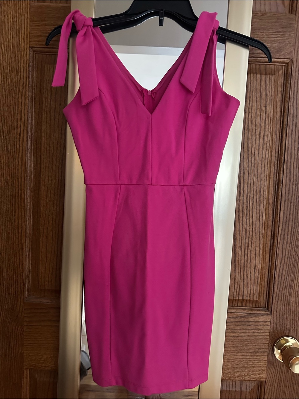 Women's Fuchsia Tie-Shoulder Sheath Dress